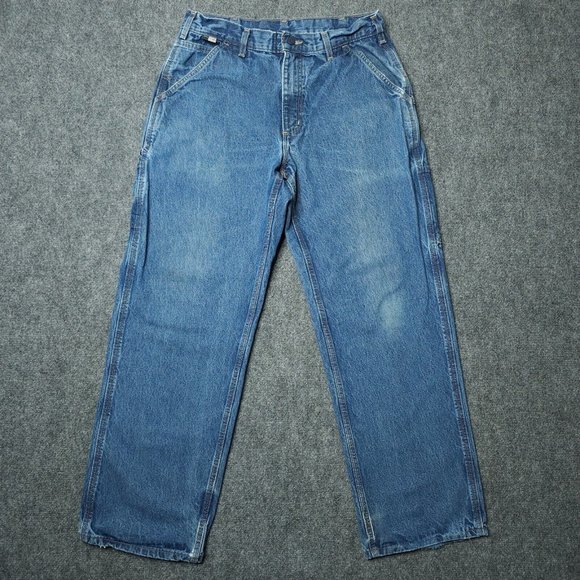 Carhartt Other - Carhartt FR Carpenter Jeans Mens 33x32 Blue Straight Leg Distressed Workwear